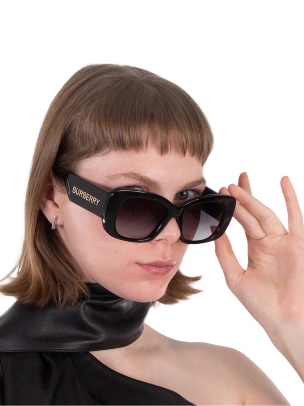 Burberry Black Oversized Cat Eye Sunglasses